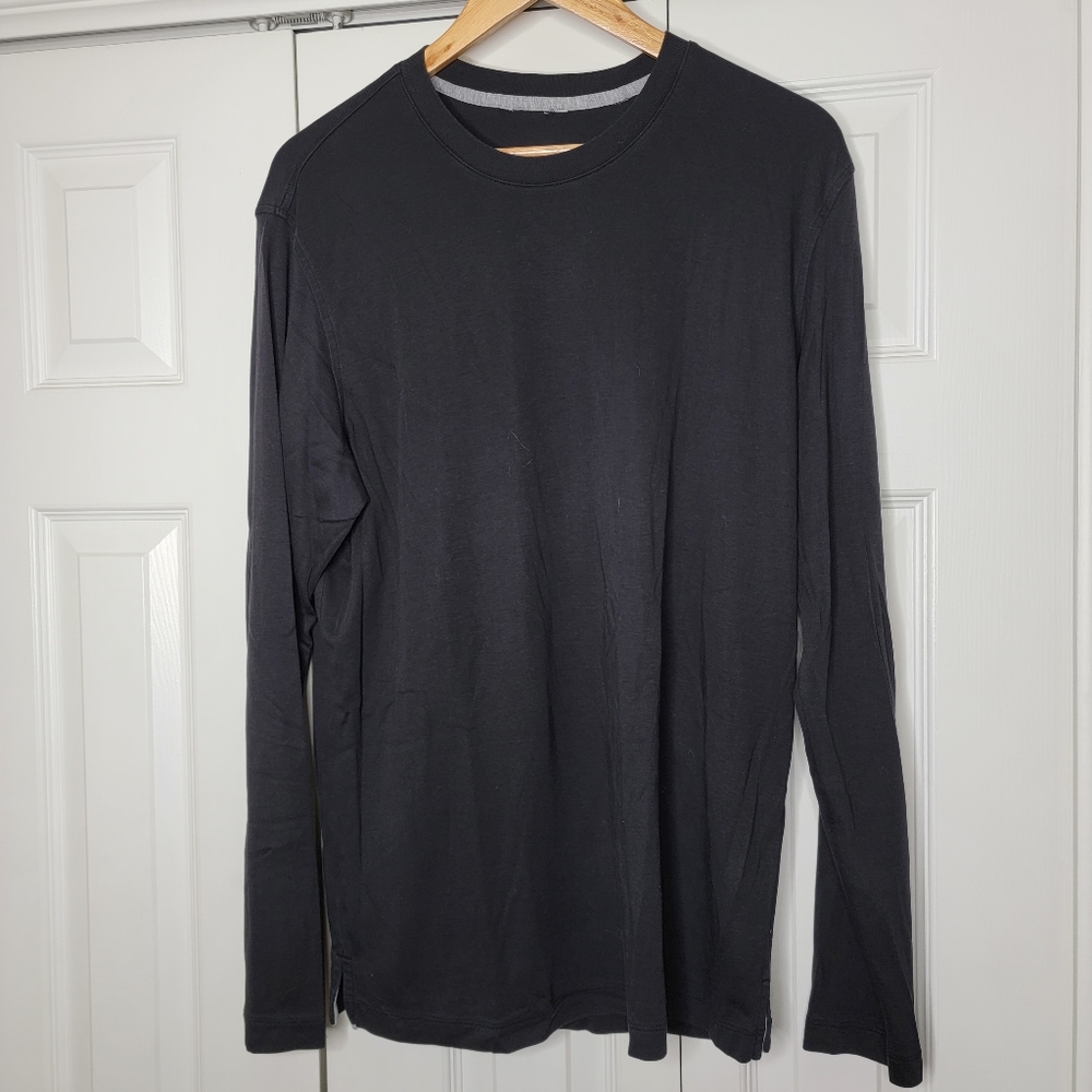 Black pima cotton long sleeves men's T-shirt L